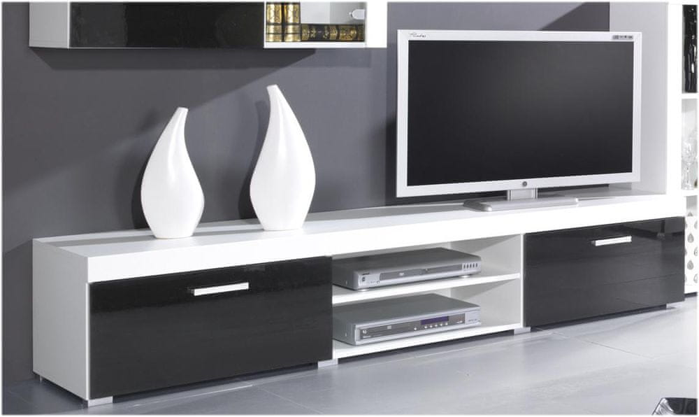 eoshop TV stolík Samba Reg 8, biela / čierna lesk